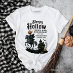 Headless Horseman Sleepy Hollow Halloween T-Shirt, Dead and Breakfast Retro Tee - White / XS