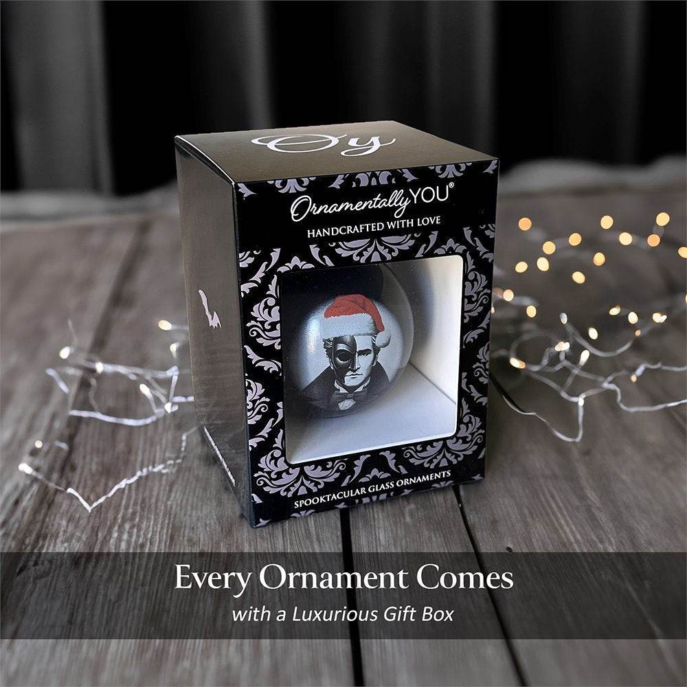 The Phantom of the Opera Christmas Spooky Portrait Glass Ornament, Black Horror Halloween Tree Decoration - 