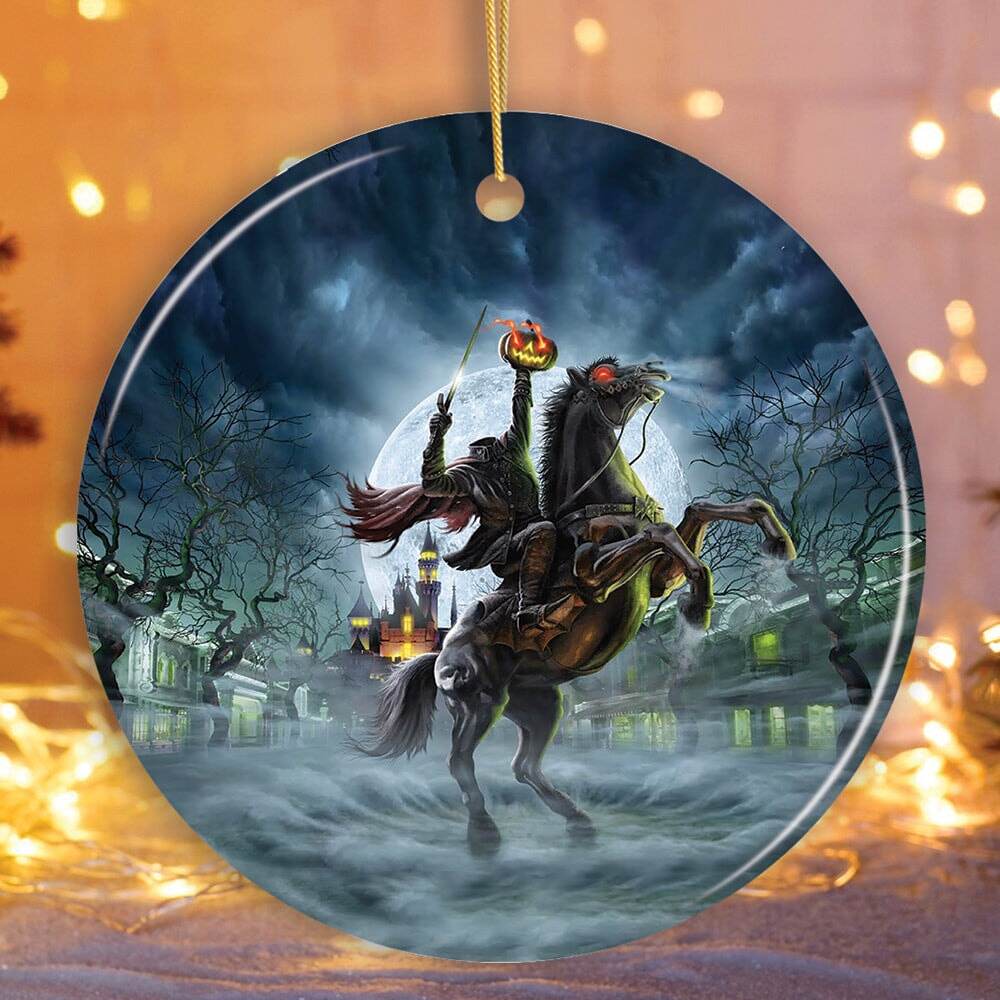 The Headless Horseman Spooky Halloween Ornament, The Legend of Sleepy Hollow - Circle