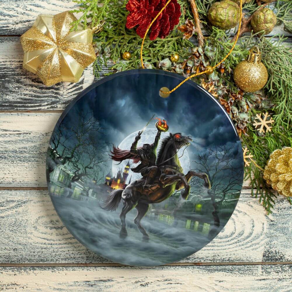The Headless Horseman Spooky Halloween Ornament, The Legend of Sleepy Hollow - Circle