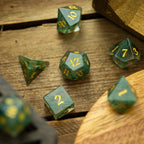 Forest Moss Green Glass DND Dice Set