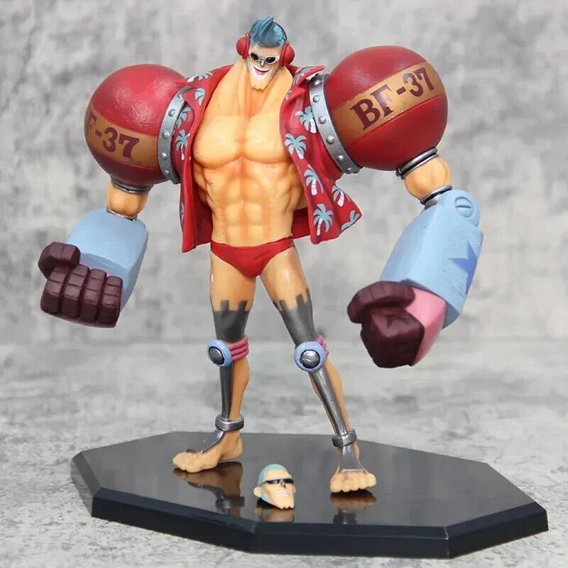 Franky One Piece Anime Figure, Wano Country Cyborg Figurines Iron Man Cutty Flam