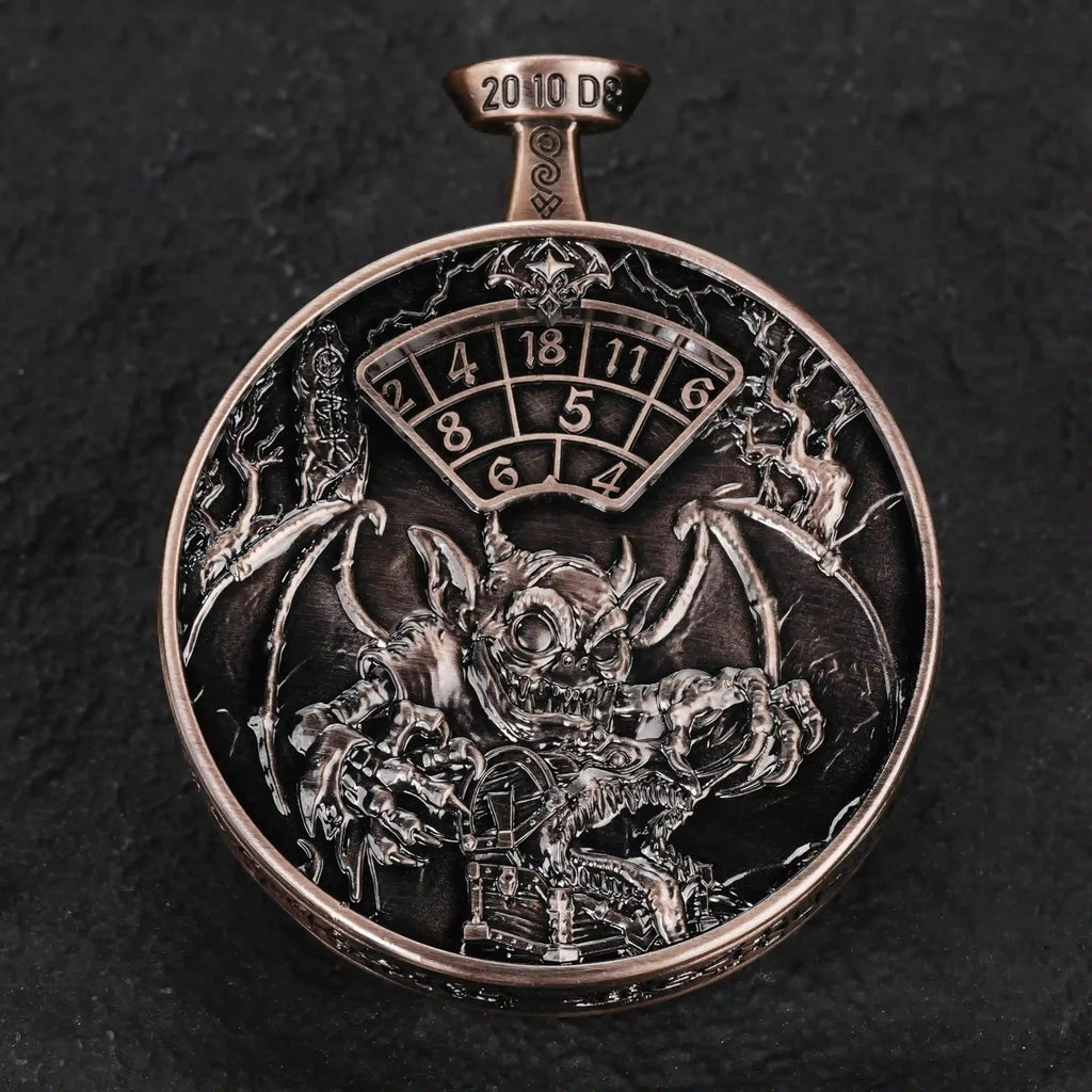Unique Metal DND Spinning Dice Pocket Watch