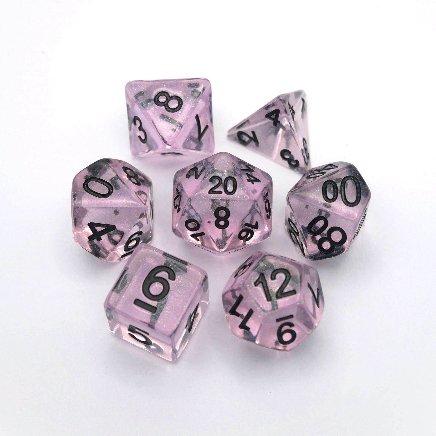 Frozen Blossom - 7 Piece DnD Dice Set | Acrylic RPG Gaming Dice - 