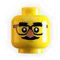 Funny Glasses on Minifig Head made using LEGO part - Yellow Flesh