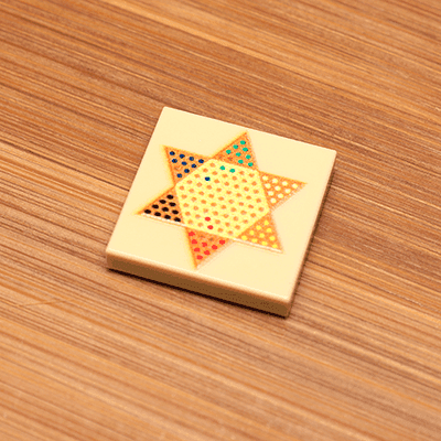 Chinese Checkers Printed 2x2 Tile made using LEGO parts - B3 Customs - 