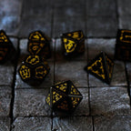 Gemstone Black Dragon Shield Night Obsidian DND Dice Set - 