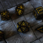 Gemstone Black Dragon Shield Night Obsidian DND Dice Set - 