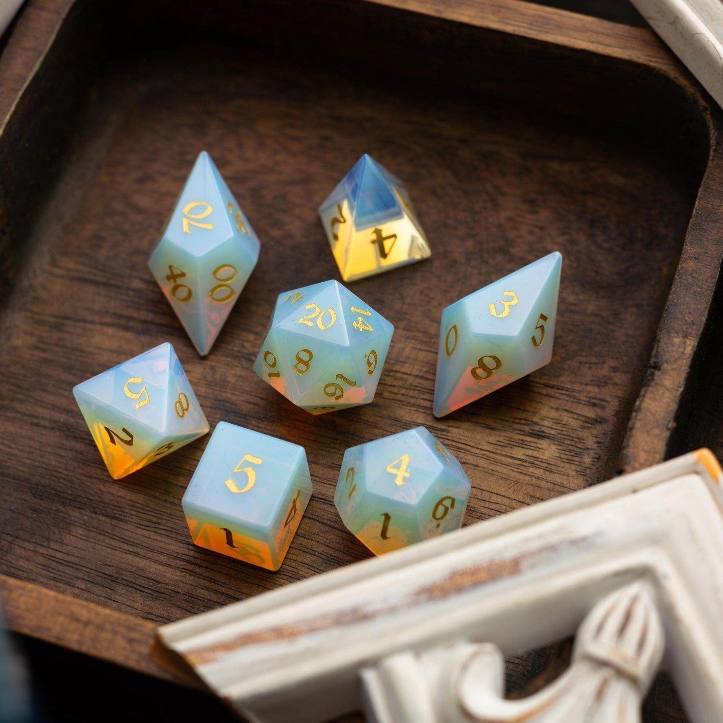 Gemstone Opalite Elven Cut DND Dice Set - Only 1 D20