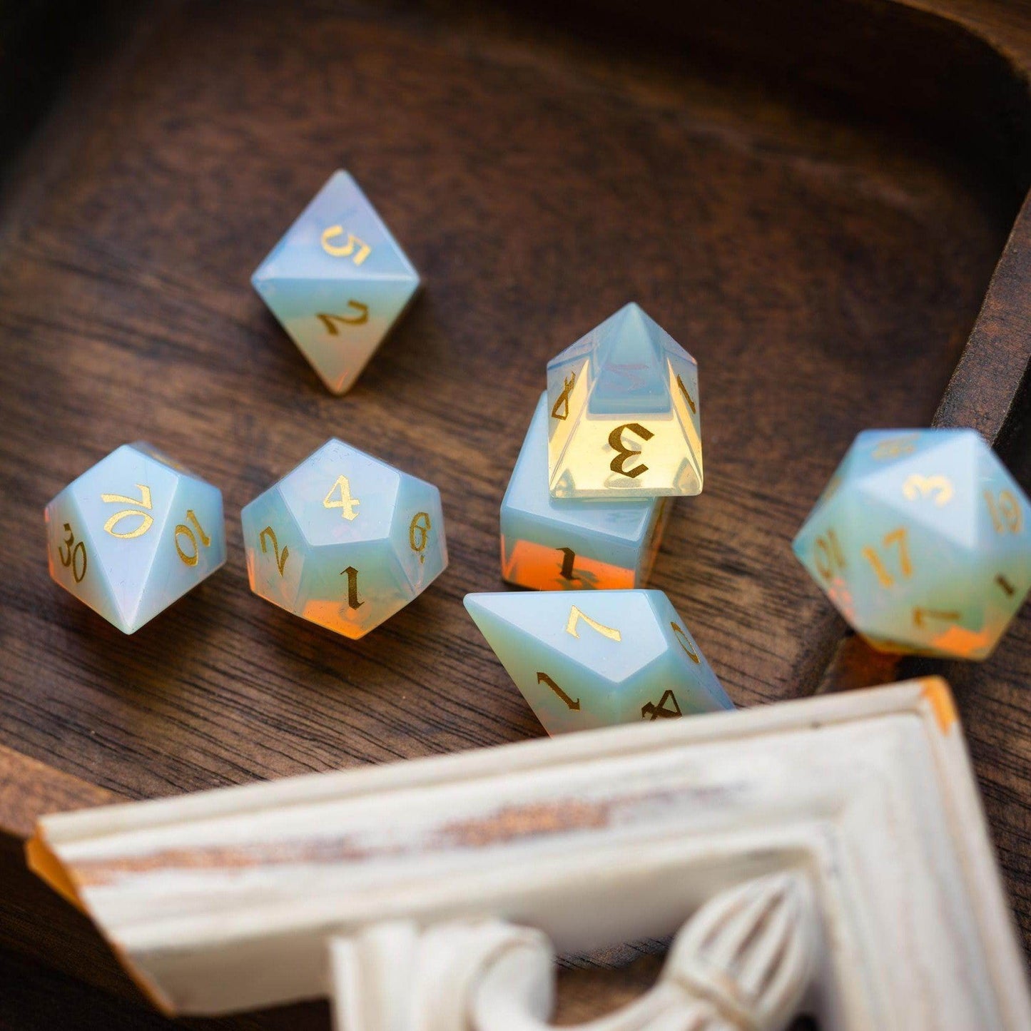 Gemstone Opalite Elven Cut DND Dice Set - Only 1 D20