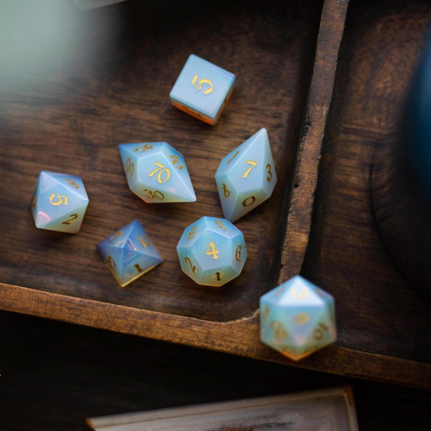 Gemstone Opalite Elven Cut DND Dice Set - Only 1 D20
