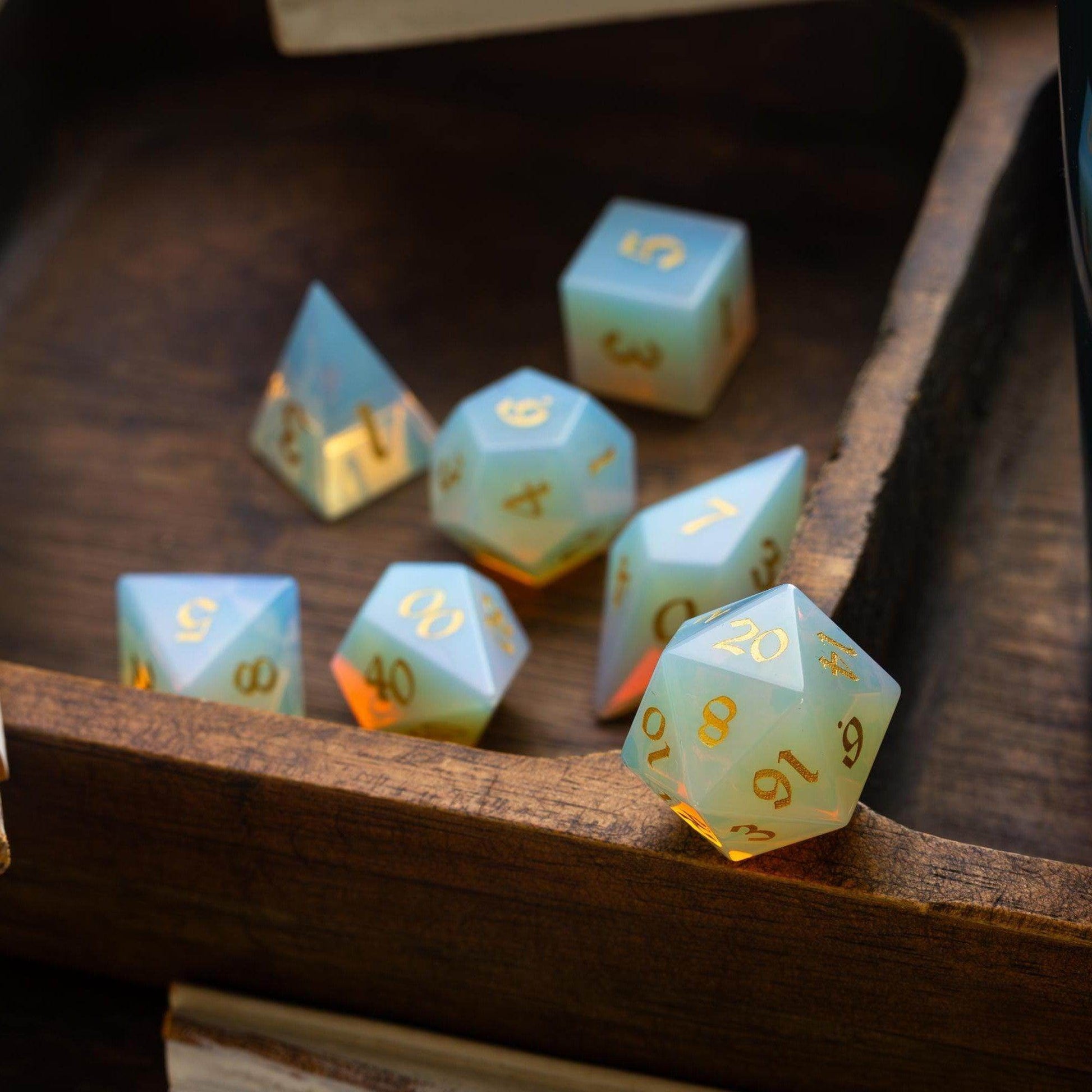 Gemstone Opalite Elven Cut DND Dice Set - Only 1 D20