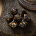 Gemstone Yooperlite Hand Carved DND Dice Set - Full Set And Free Dice Box
