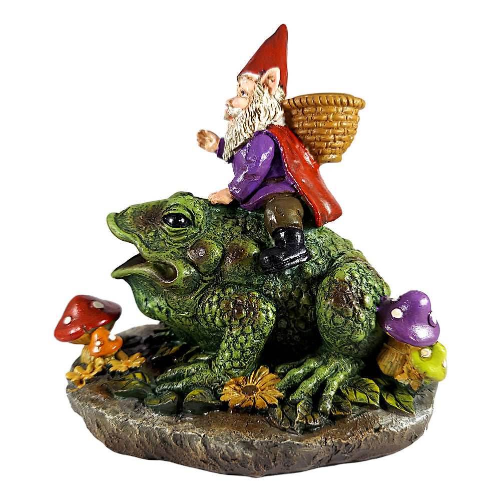 Gnome Riding Toad Backflow Incense Burner - 