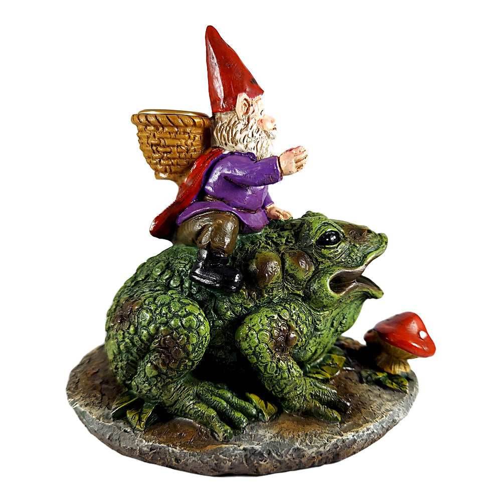 Gnome Riding Toad Backflow Incense Burner - 