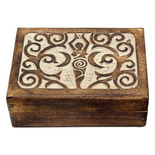 Mango Wood Box - Goddess 7" x 5"