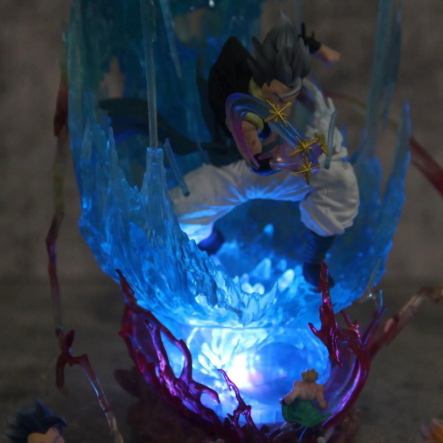 Gogeta Super Saiyan Blue LED Anime Figurine, Dragon Ball Super Action Figures Collection Toy Gift 28 cm
