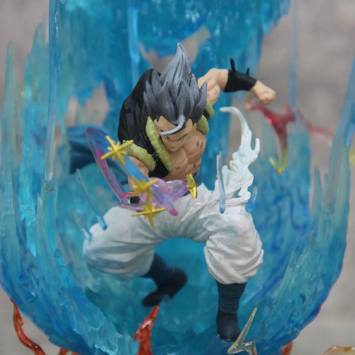 Gogeta Super Saiyan Blue LED Anime Figurine, Dragon Ball Super Action Figures Collection Toy Gift 28 cm