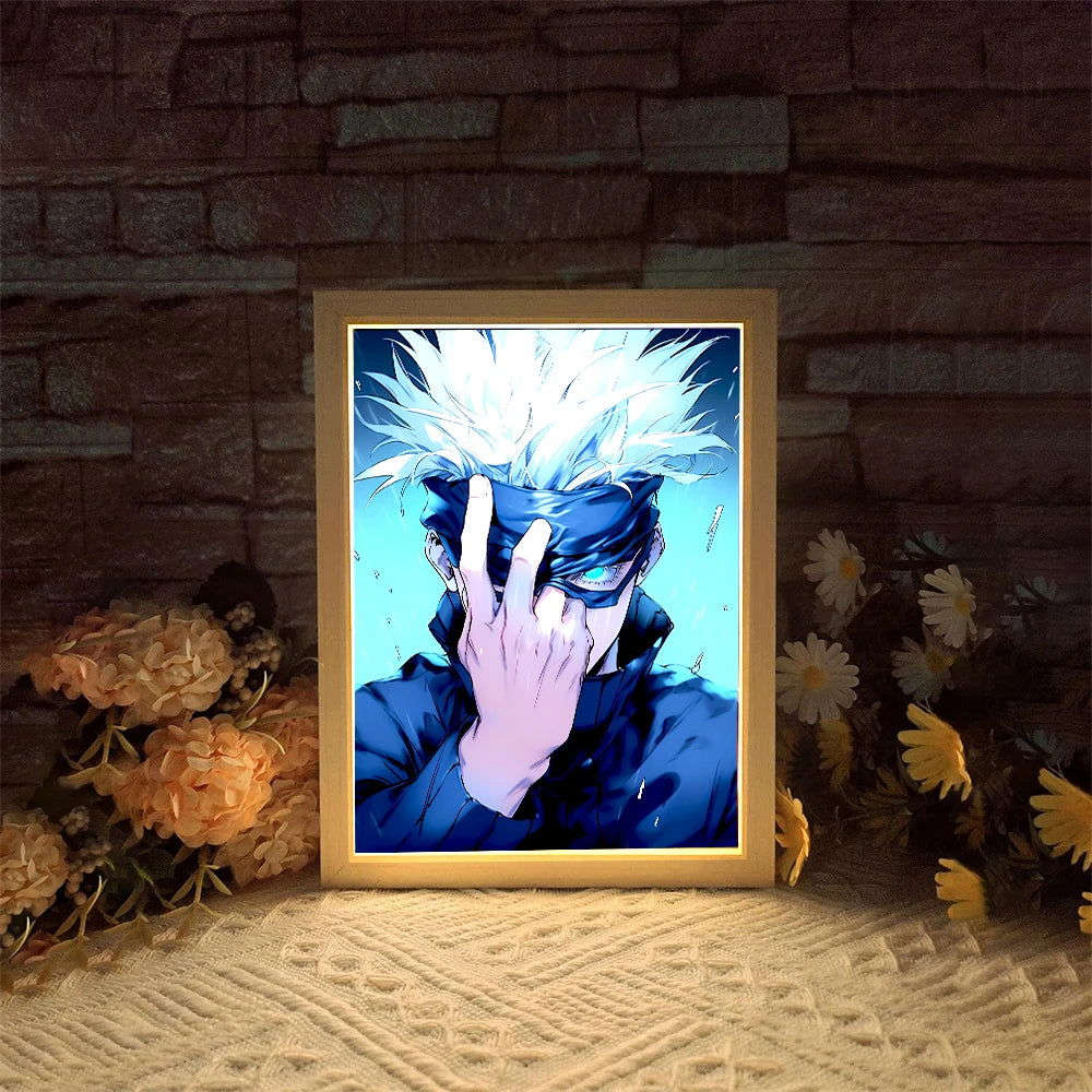 Gojo LED Light Painting Picture Frame, Anime Jujutsu Kaisen JJK Gifts 6 x 9 in