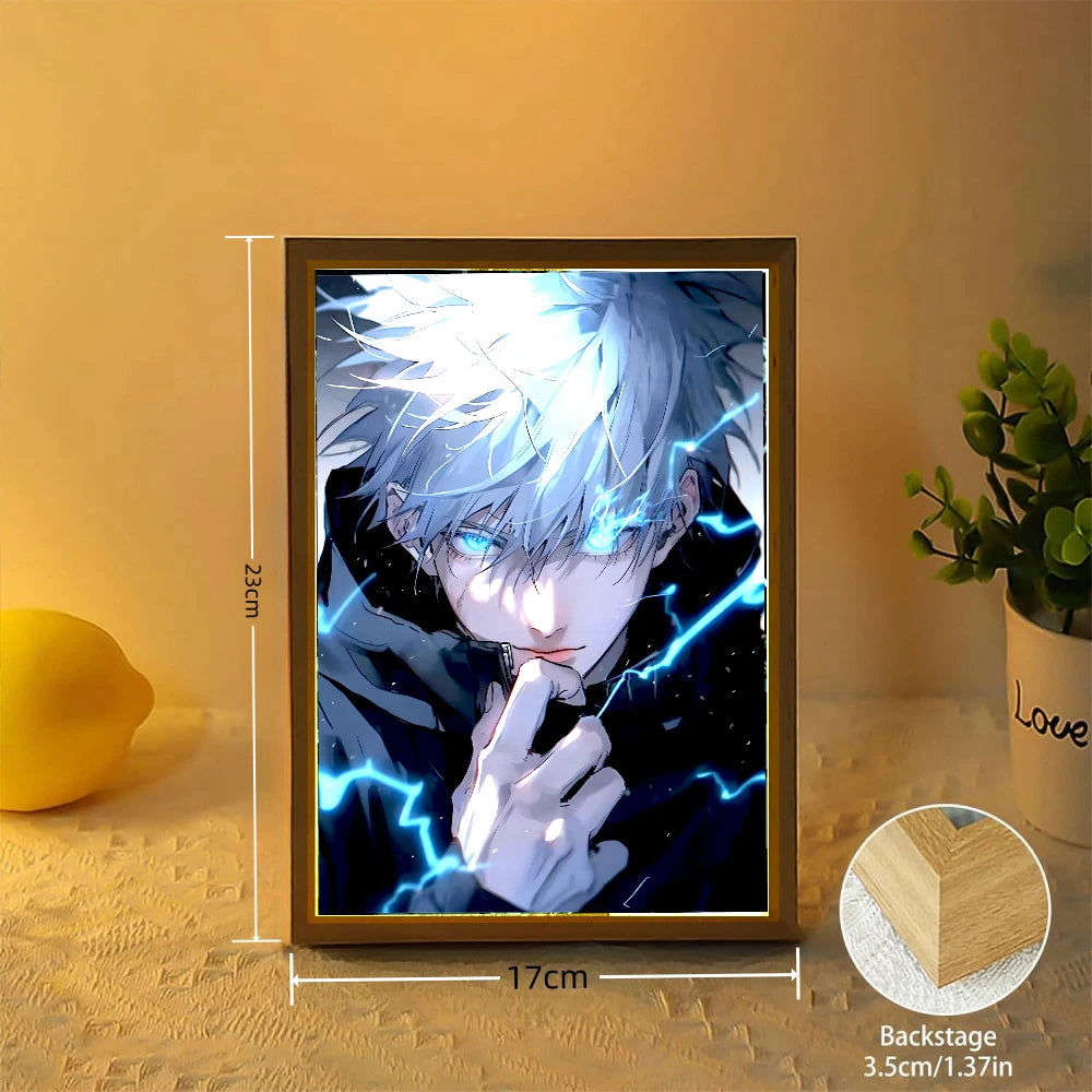 Gojo LED Light Painting Picture Frame, Anime Jujutsu Kaisen JJK Gifts 6 x 9 in
