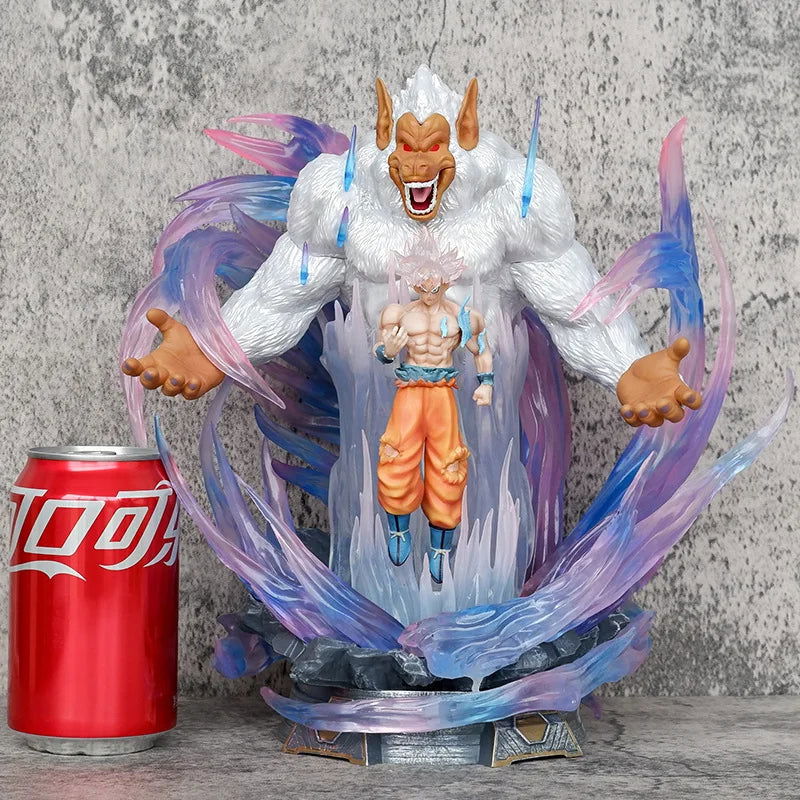 Goku and Great Ape Ultra Instinct LED Anime Figure, Dragon Ball Super Action Figurines PVC Statue 32 CM