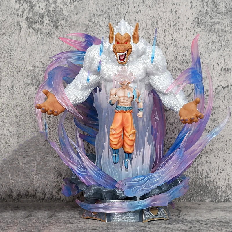 Goku and Great Ape Ultra Instinct LED Anime Figure, Dragon Ball Super Action Figurines PVC Statue 32 CM