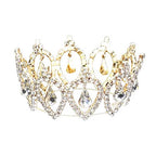 Pave Crystal Rhinestone Teardrop Dangle Mini Crown Tiara