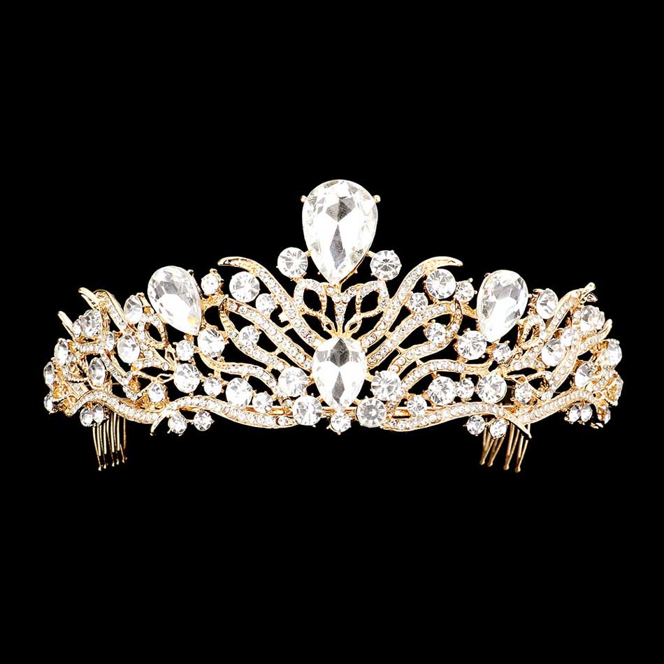 Teardrop Stone Accented Princess Tiara