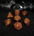 Kraken Dice - Red Goldstone Glass Semi-Precious Gemstone Dice Set - 