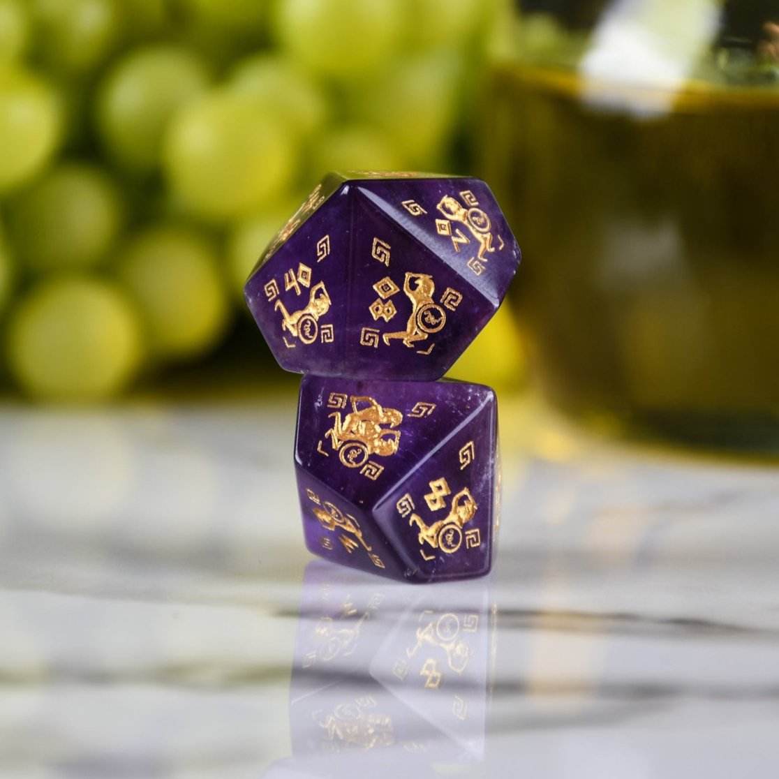 Greek Amethyst Stone Dice Set - Dice Around the World Collection 'PRE-ORDER | SPRING EVENT DEAL' - 
