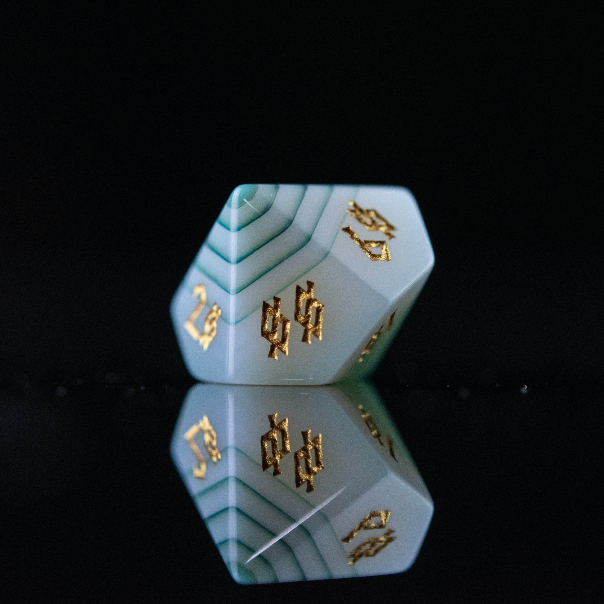 Green Agate Stone Dice Set - 