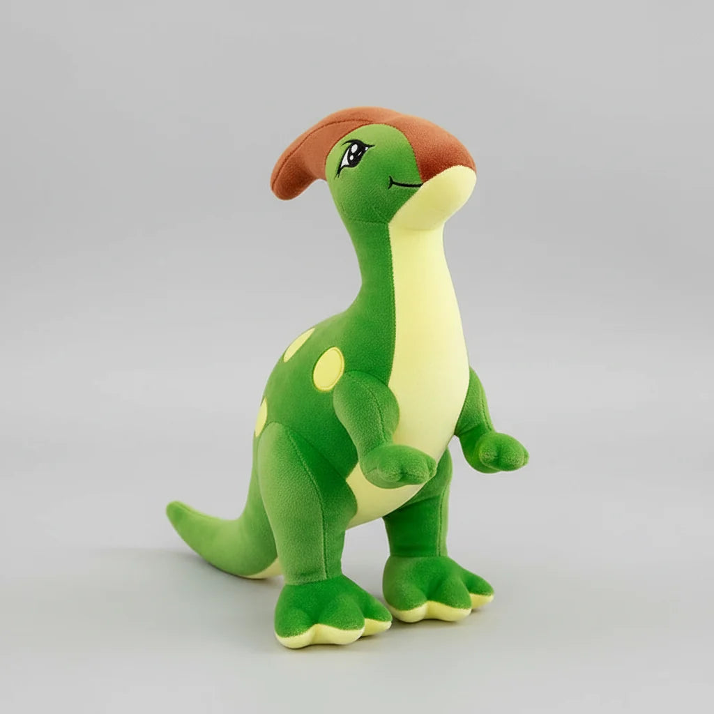 Kawaii Parasaurolophus Dinosaur Plush Toy – Soft Stuffed Dino in Green & Blue (55–95cm)