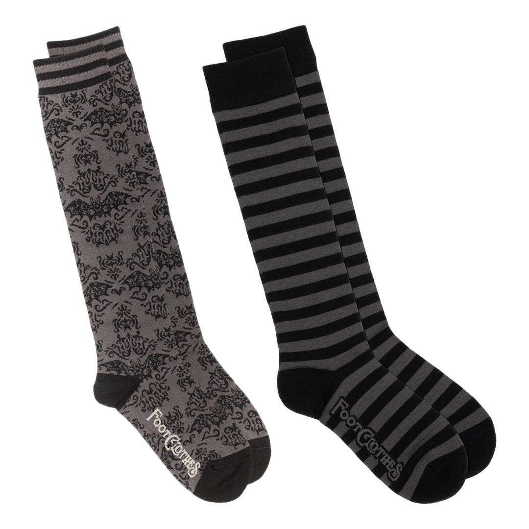 Grey & Black Knee High Sock Pack | 2 Designs - 