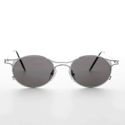90s Victorian Oval Steampunk Vintage Sunglass - Harland - Silver / Gray Lens