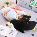Kawaii Penguin Plush Toy – Soft Stuffed Cartoon Penguin Doll in Black & Sky Blue (50 & 70cm)