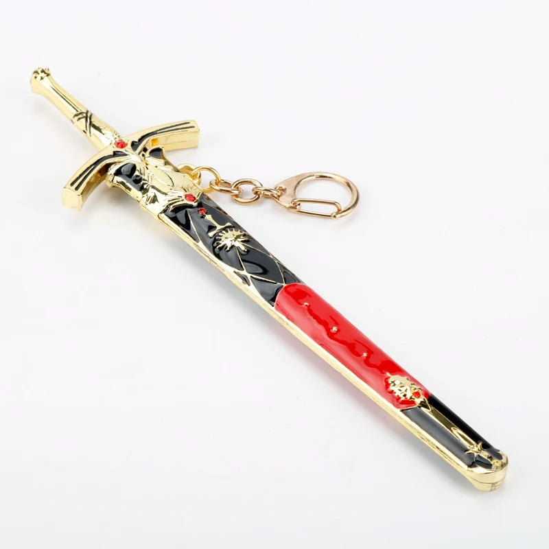 dongsheng FATE Stay Night Saber Keychain Excalibur Morgan Metal Sword Key Chain Ring For Men Car Women Bag Jewelry Chaveiro