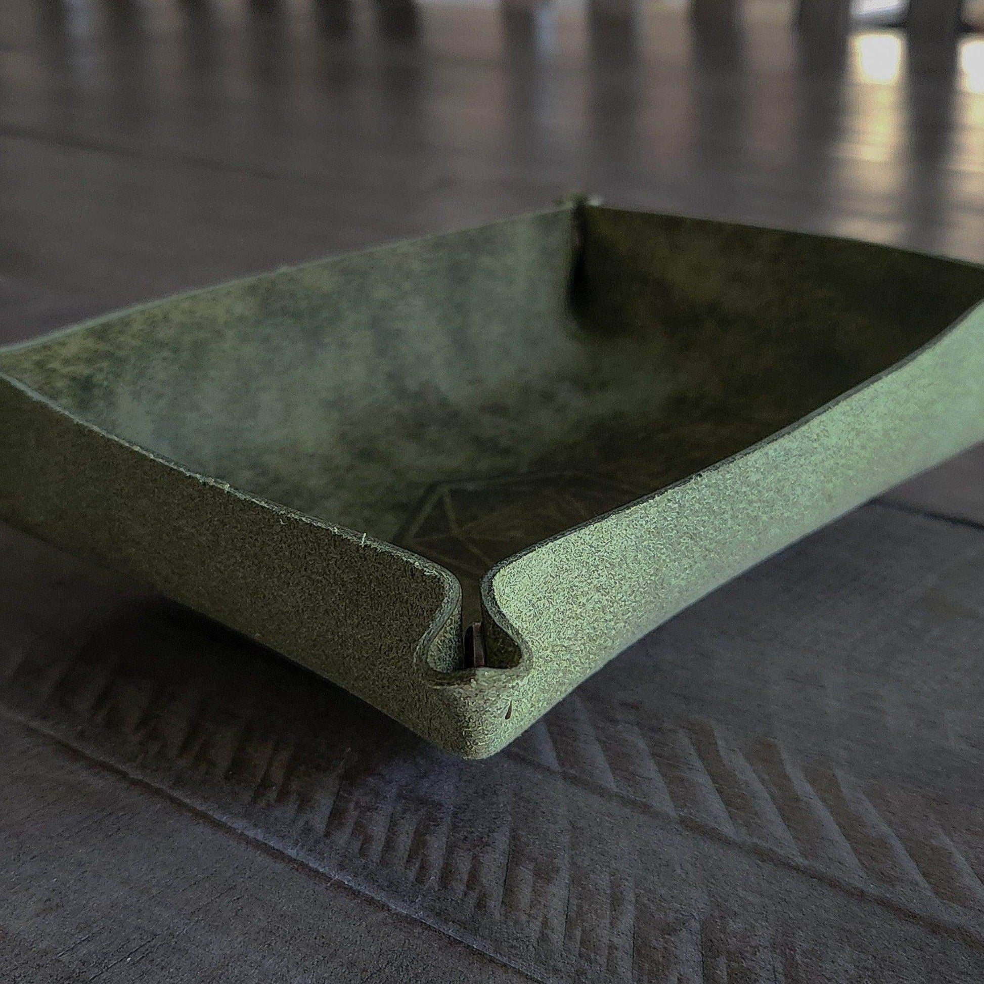 Hand Made Italian Green Pueblo Leather DND Dice Tray - 