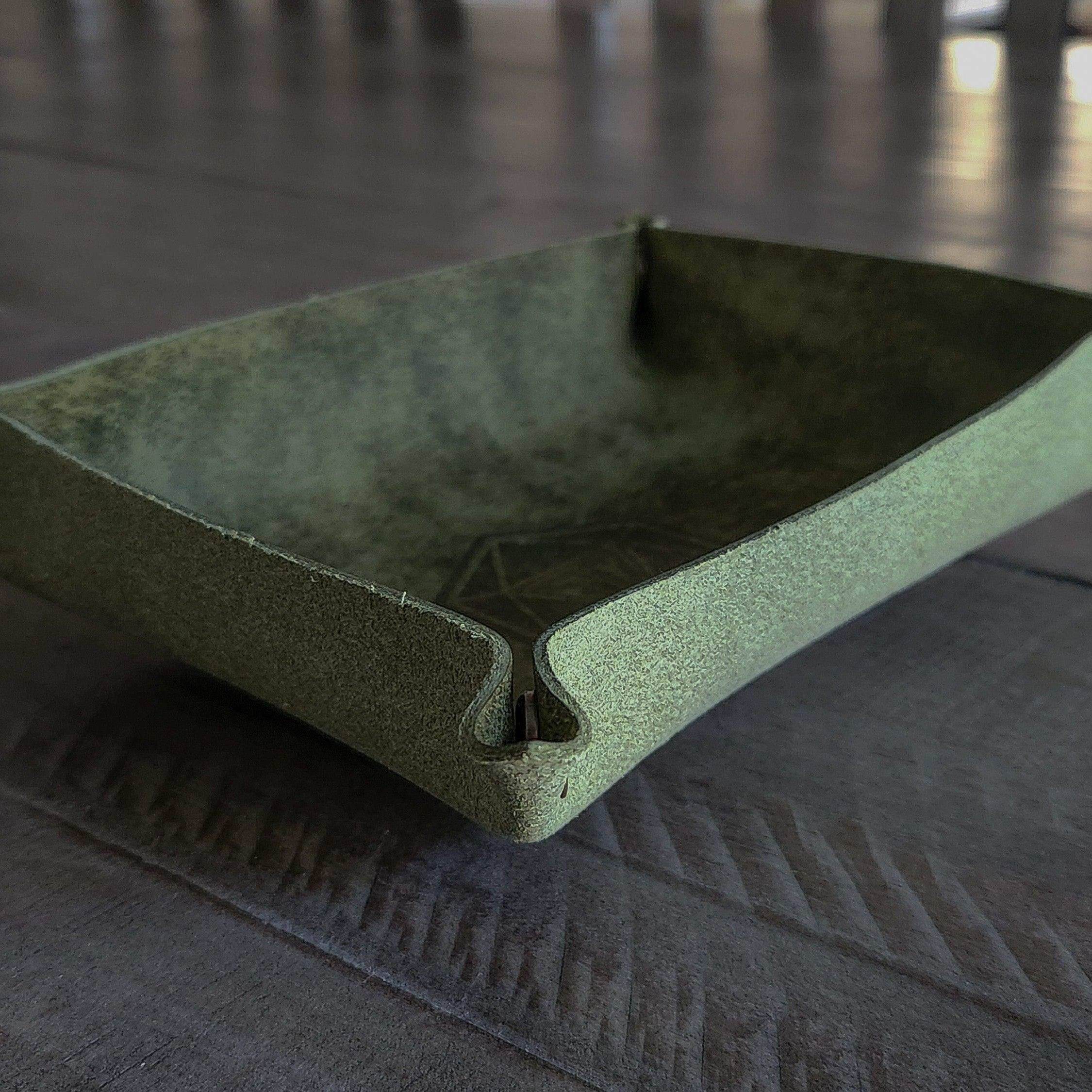 Hand Made Italian Green Pueblo Leather DND Dice Tray - 