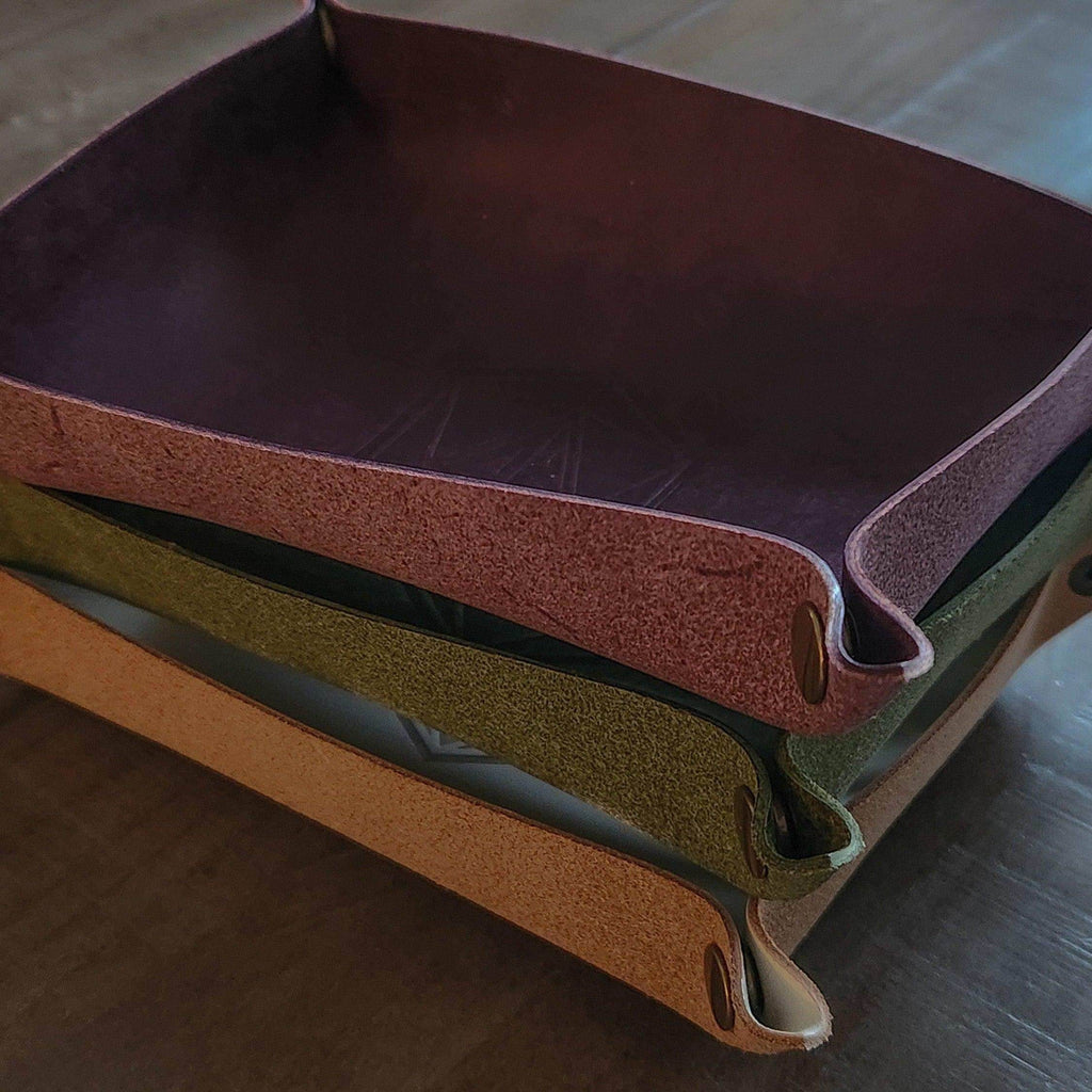 Hand Made Italian Green Pueblo Leather DND Dice Tray - 