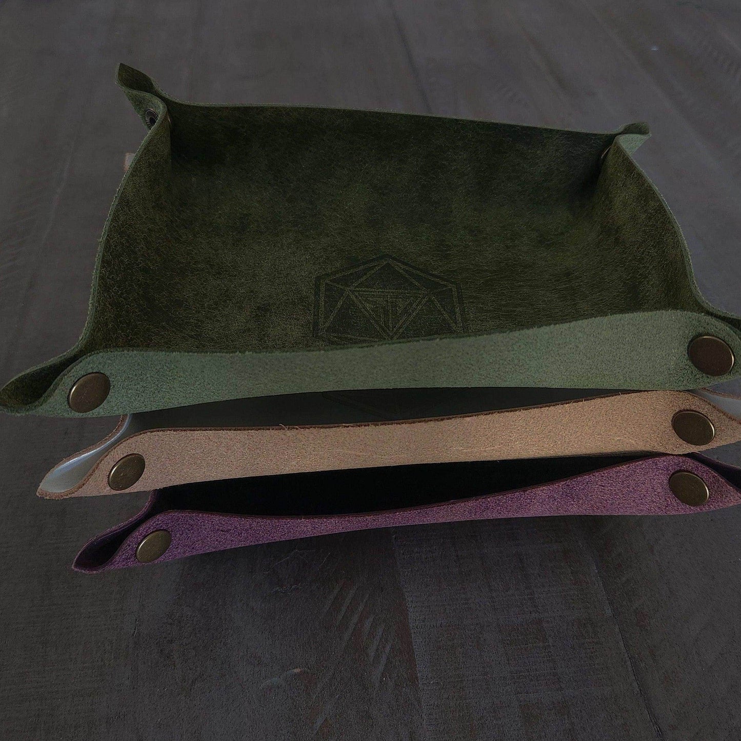 Hand Made Italian Green Pueblo Leather DND Dice Tray - 
