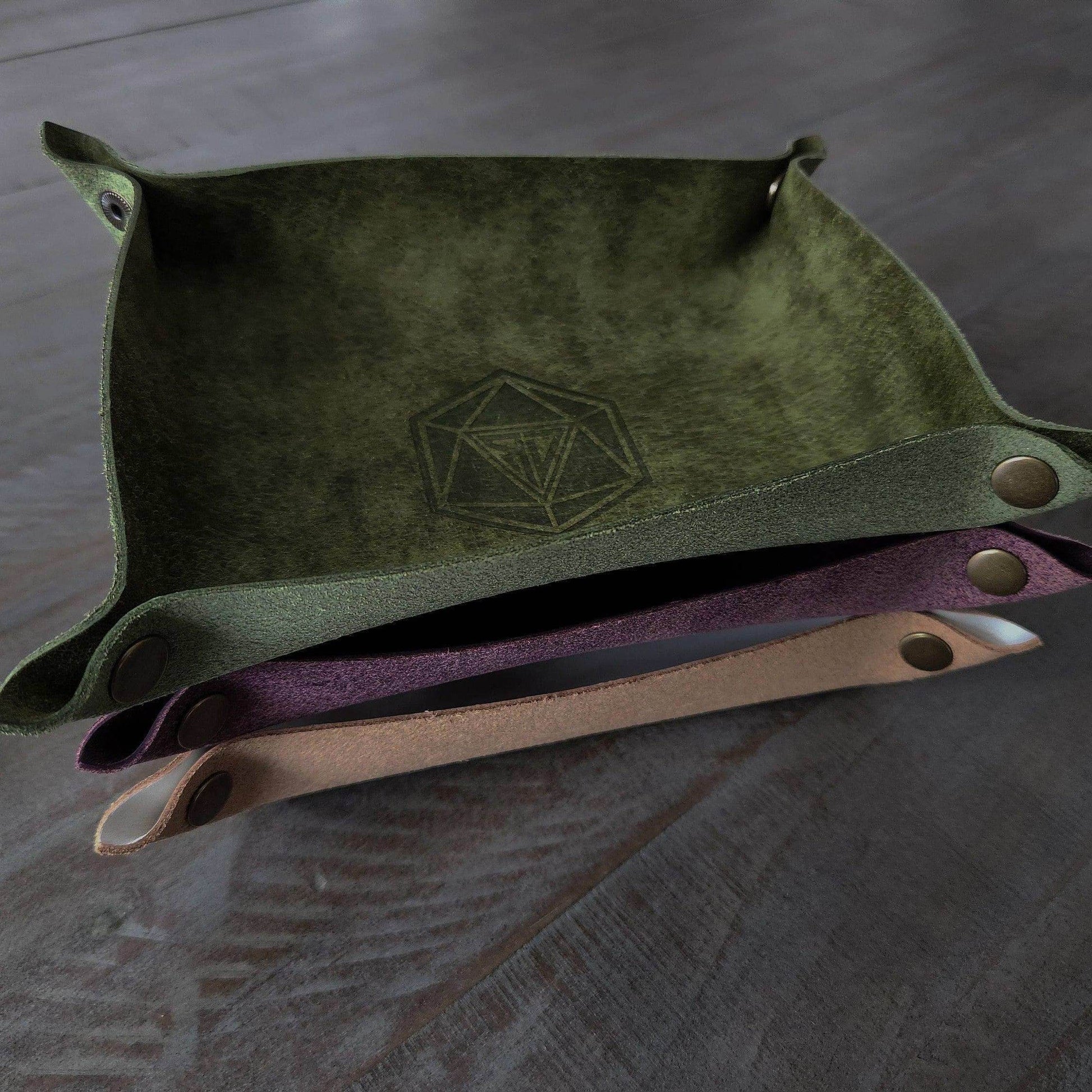 Hand Made Italian Purple Pueblo Leather DND Dice Tray - 