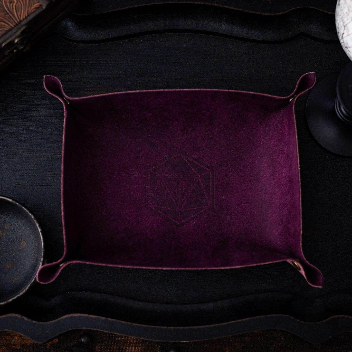 Hand Made Italian Purple Pueblo Leather DND Dice Tray - 