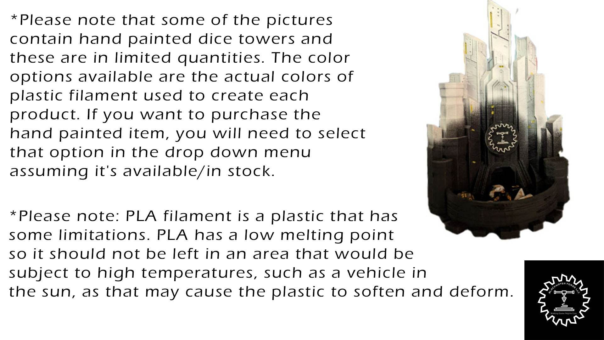 Lantern 3D Printed Dice Tower - Fate's End Furhaven Collection - Illuminate Your Destiny! - Black / Yes- Include Random Dice Set