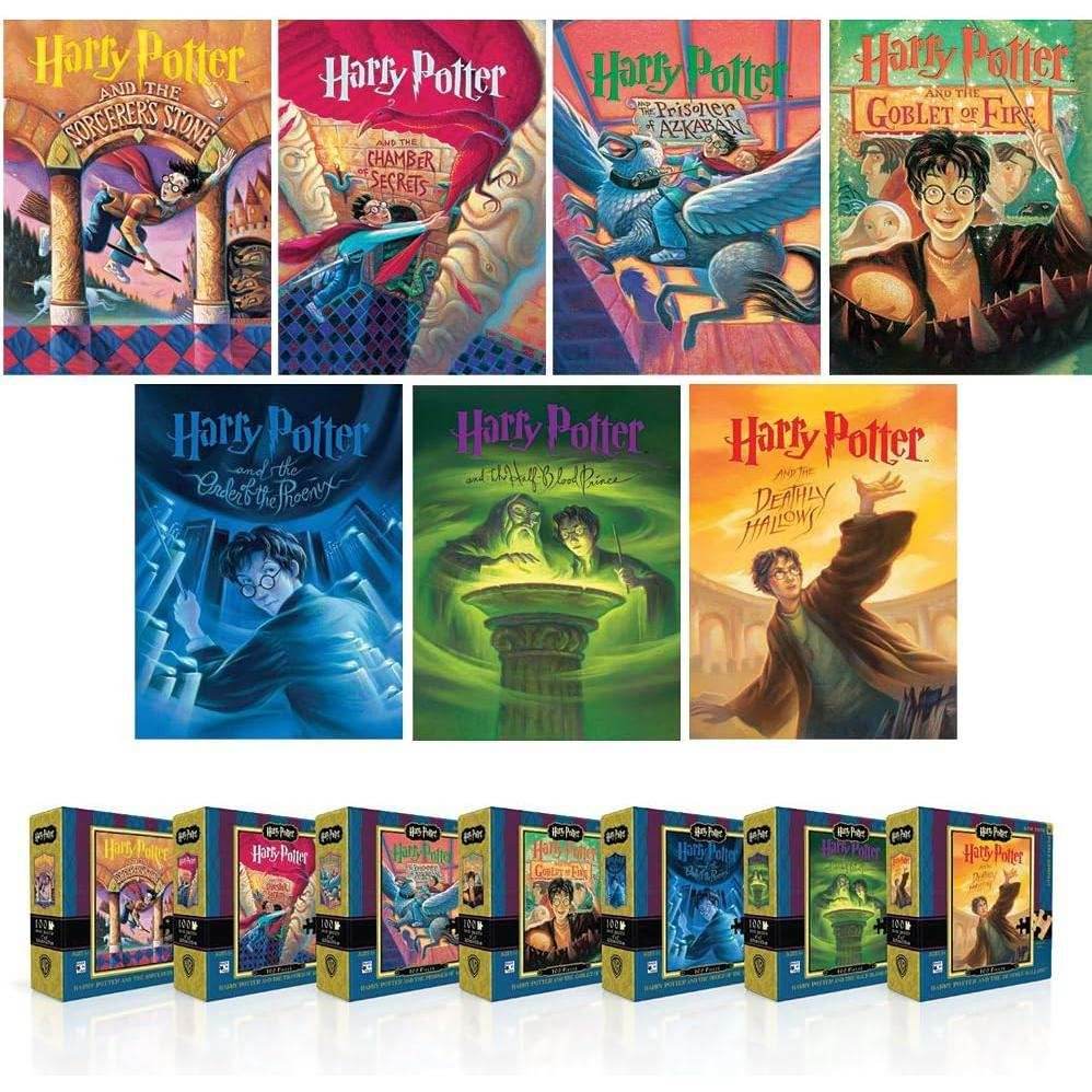 Harry Potter Collector's Set of 7 Book Cover 100 Piece Mini Jigsaw Puzzles NYPC - 