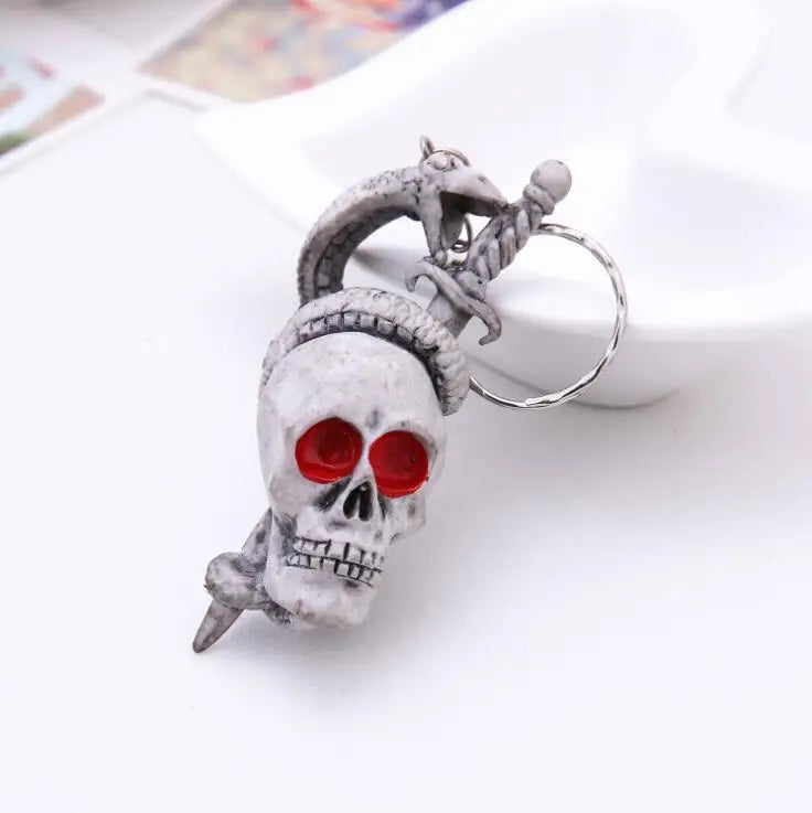 Keychain For Men Skull Zombie Undead Snare Scary Fashion Funny Cute Cartoon Car Bag KeyRing Jewelry Gift