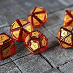 Health Potion Red Zircon Glass DND Dice Set - Full Set And Free Dice Box