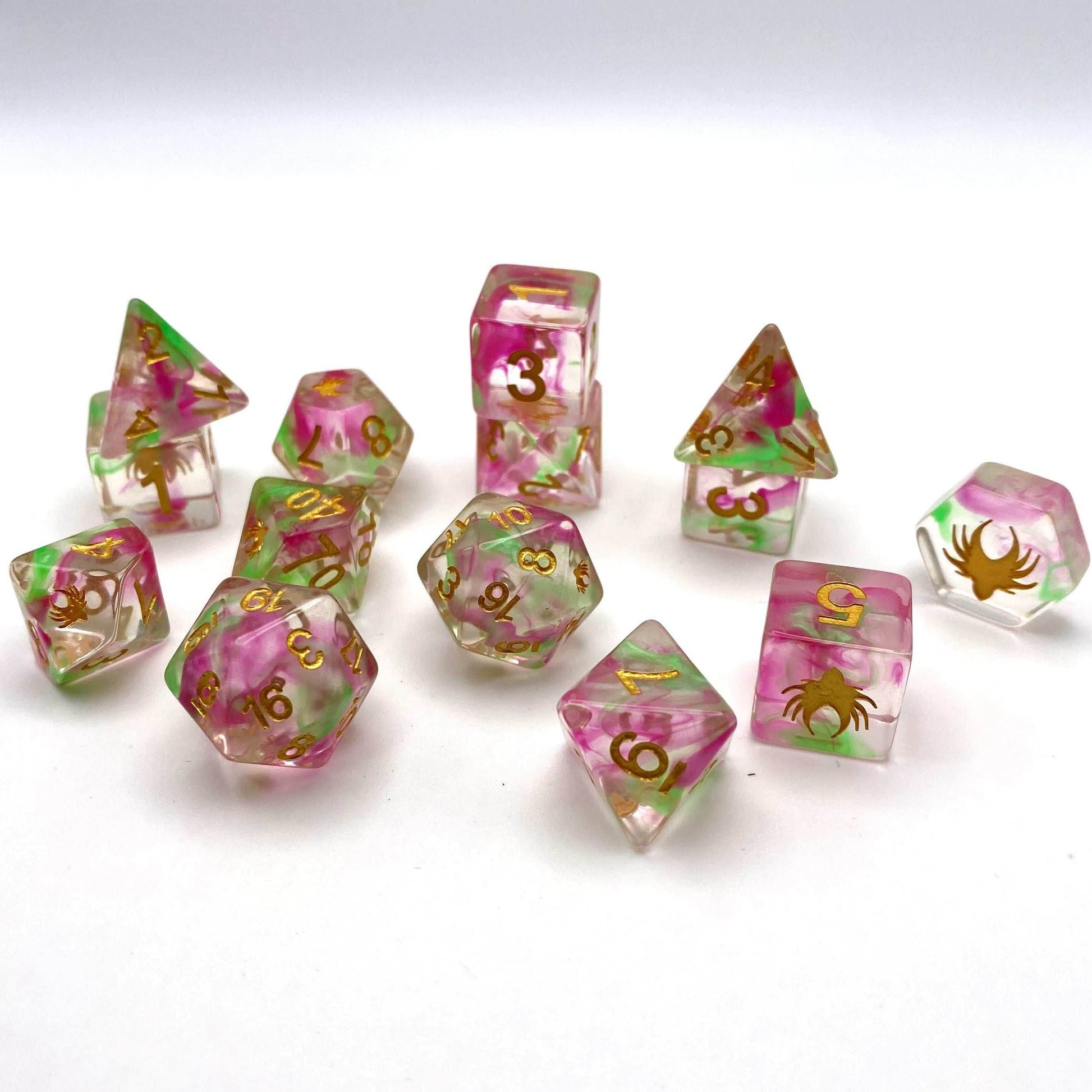Hedronic Serenity - 14 Piece DnD Dice Set | Acrylic RPG Gaming Dice - 