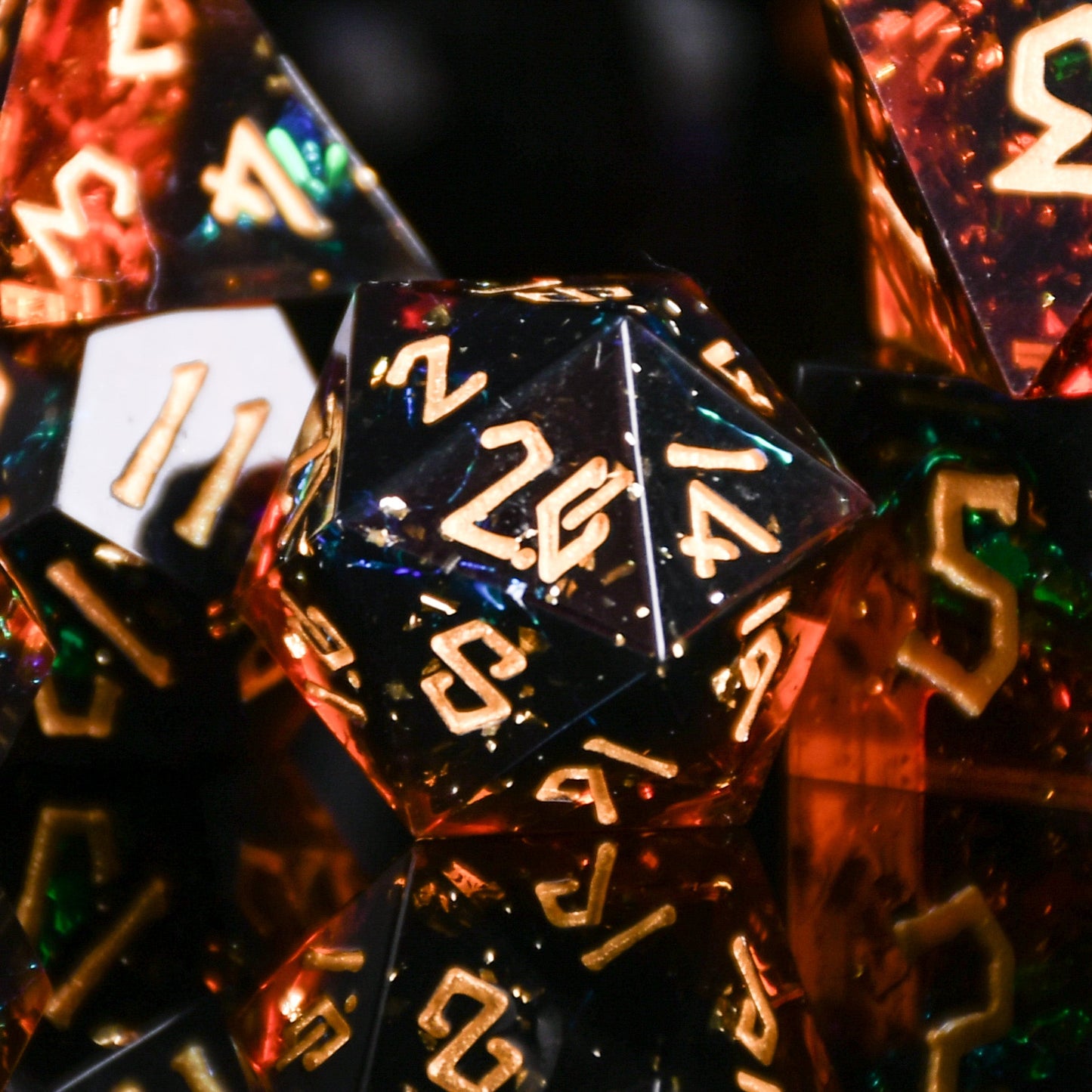 Hellish Rebuke Sharp-Edged Resin Dice Set