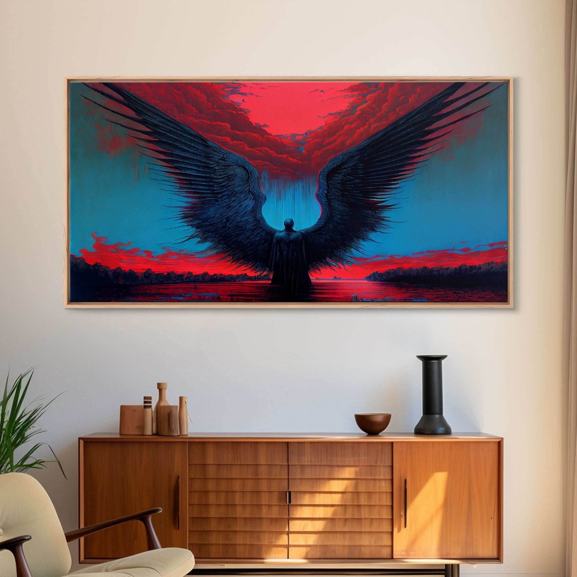Angel Gabriel, Angelic Art, Gothic Angel Framed canvas print, cool colorful wall decor - 10x20 Inches / Gallery Wrap Canvas - Ready To Hang