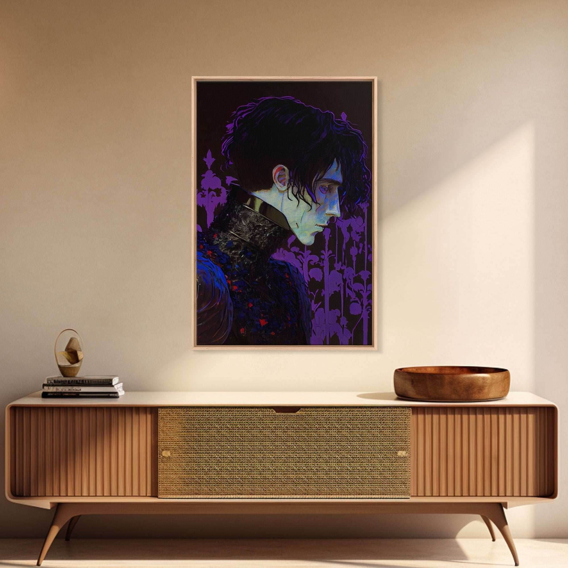 Portrait off the black knight, purple fantasy art, framed canvas print wall art - 8x12 Inches / Gallery Wrap Canvas - Ready To Hang